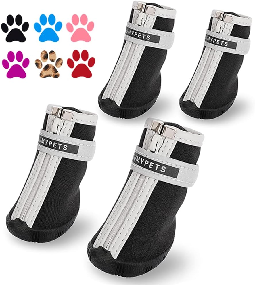 QUMY waterproof dog boots with anti-slip rubber sole